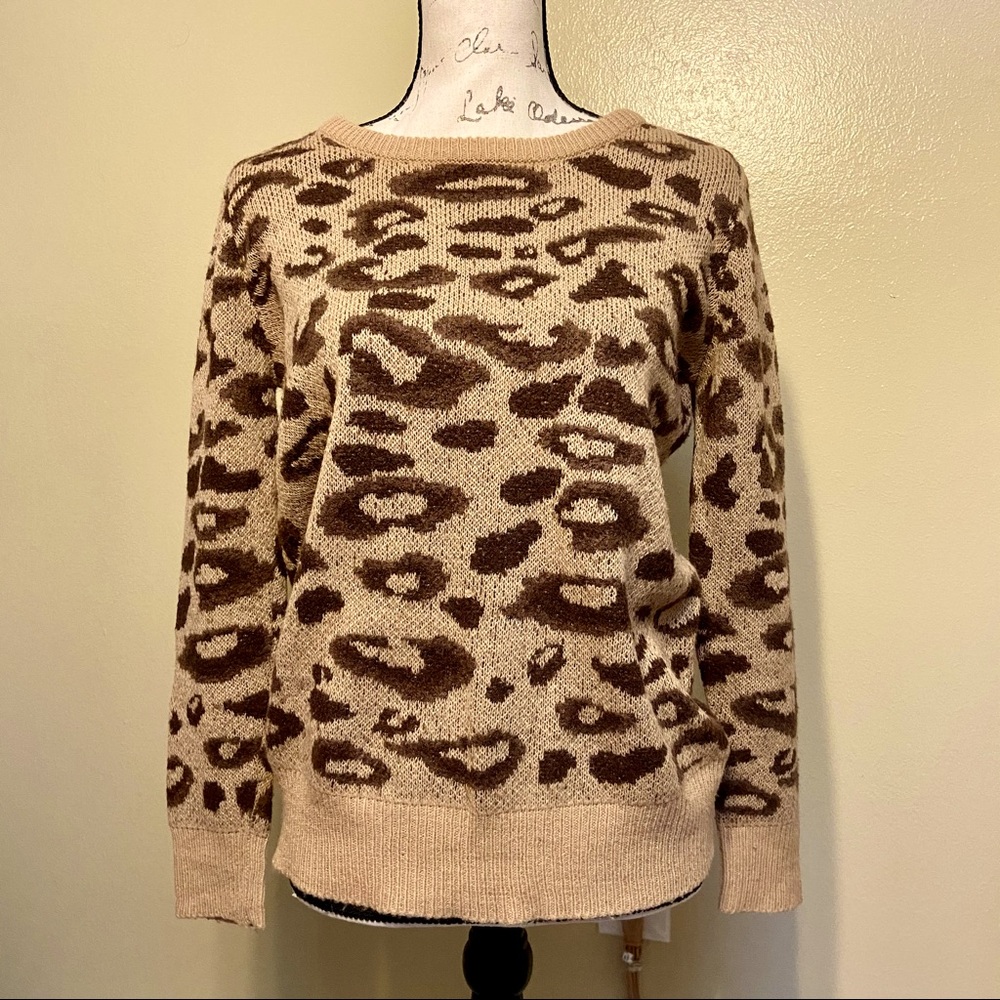 Leopard print knit sweater